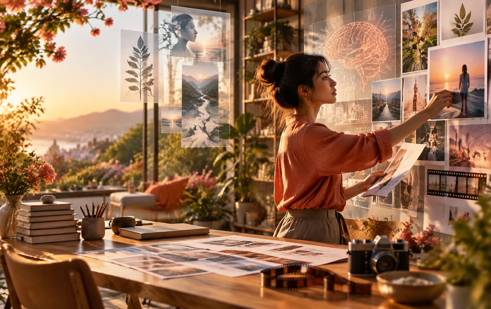 A sunlit creative studio connecting storytelling, psychology and visual learning